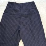 H&M  Navy Pinstripe Pleated Trousers Photo 4