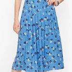 Talbots 8 Blue Rayon Viscose Crepe Cute Buttons Daisy Polka Dots Skirt Photo 0