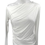 Princess Polly  White Long Sleeve One Shoulder Drape Ruched Blouse Top Size 10 Photo 0