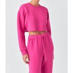 GREY LAB loungewear cropped sweatshirt in fuchsia‎ Size Small Pink Photo 9