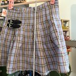 Plaid Pleated Skirt with Buckle Detail Purple Size M Photo 4