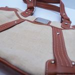 Stone Mountain Canvas Leather Shoulder Bag Tan Brown Structured Tote Photo 1