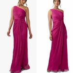 Adrianna Papell Women's Stardust Pleated Draped Gown Size US 6 Magenta Photo 7