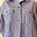 ZARA  Corduroy Trucker Jacket Women XS Blue Button Front Raw Hem‎ Pockets shacket Photo 3