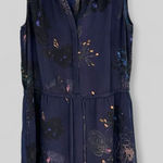 Babaton Aritzia Women's Floral Silk Benedict Sleeveless Shirt Dress Navy Medium Photo 0