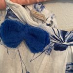 BELLAMBRA Women's Dress XS Linen White Blue Floral Toile Italy Couture 2036 Photo 1