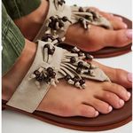 Free People NWOT  Sadie Fringe Sandals in Oiled Suit Photo 0