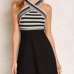 Anthropologie  Maeve 2010s Striped Crossneck Black Going Out Bandage Dress Size 4 Photo 0