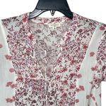 Mason & Belle  Caryn‎ Floral Tassel Tie Short Sleeve Blouse Red White Medium Photo 1