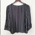 Drew Ruffle Bell Sleeve Striped Blouse Size Medium Black/White Statement Sleeves Photo 5