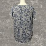 Lucky Brand | Mini Denim Floral Gray Blue Short Sleeve Roll Tab Pajama Shirt L Photo 4
