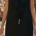 Black Sleeveless Dress 2 Ruffle Detail Heavy Gold Bead Tassel Accents Vacation Photo 0