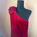 Merokeety ONE SHOULDER SLEEVELESS VELVET SLIT MAXI DRESS Holiday Red Formal XL Photo 2