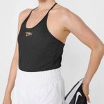 Nike  Femme Elastika Training Tank Top Size Medium Black Ribbed Gold Metallic Photo 0