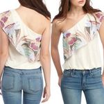 Free People  Annka Bubble Blouse Top One-Shoulder Floral Printed Photo 2