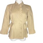 Tory Burch Delta Mac Khaki Ruffle
Peplum Jacket Size 2 New No Tags Photo 3