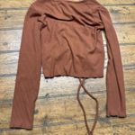 Altar'd State  Orange Ruched‎ Long Sleeve Ribbed Crop Top Women Size XS Photo 1