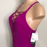 La Blanca Magenta lace up high neck. 6DD/ top. NWT Photo 11