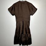 Calypso St. Barth  100% Silk Dress Shift Cover Up Tiered Snap Closure Brown Small Photo 4