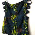 Cushnie Square Neck Neon Palm Bandage Side Tank Top Size 6 Photo 2