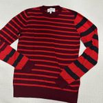 Derek Lam  striped navy red long sleeve crewneck pullover sweater  Photo 0
