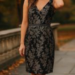 David Meister  vintage embroidered floral metallic sheath dress size 4 party hoco Photo 0