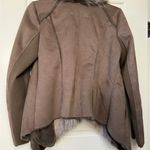 BCBGeneration  Brown Faux Suede Faux Fur Trim Asymmetrical Jacket Small Cabincore Photo 6