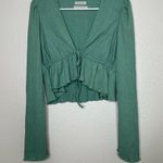Urban Outfitters Lucielle Ruffle Tie Front Top Blouse Small Photo 2