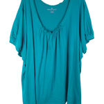 Woman Within  Plus Size 4X Top Green Short Sleeve Cotton Tee Scoop Neck 1469‎ Photo 0