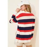 Free People  League Of Her Own Cardigan Sweater Americana Stripes Preppy Medium Photo 7