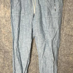Athleta Woman Size 10 Blue Cabo 100% Linen Jogger Pants Photo 0