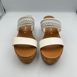 Italian Shoemakers Wedge Sandals Women 9 White Silver Embellished Cork Platform Photo 1