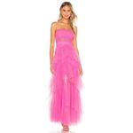 BCBGMAXAZRIA NWT BCBG MaxAzria Oly Corset Gown in Flamingo Pink Tiered Ruffle Tulle Dress 2 Photo 4