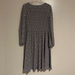 Discovery NWT Sz 10 Sheer Balloon Sleeves Gray Polka Dot Dress Knee Length Photo 5