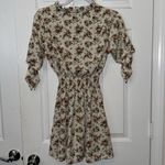 J for Justify  Cream Floral Dress Tie Sleeves Cinched Waist Size Medium Photo 1