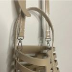 Open Cage Bucket Bag Detachable Adjustable Shoulder Strap Tan Photo 2