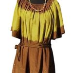 Cache Brown Silk Peasant BOHO Chic Brown Tie Dye Nail Head Top New $128 NWT Photo 0