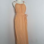 Free People  Coral Peach 100% Cotton Gauze Tie Strap Wide Leg Jumpsuit - S/P Photo 3