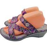 Alegria Double Strap Comfort Sandal Slide Womens 39 Croc Embossed Leather Shoes Photo 2