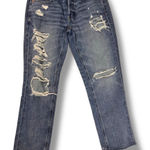 American Eagle  Hi Rise Tom Girl Jeans Women's Size 4 Medium Wash Frayed Edge Photo 0