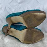 Enzo Angiolini 5 for $25| Sully Perforated Suede High Heels Teal Peep Toe Size 9 Photo 6