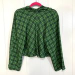 ZARA  Green Plaid Cowl-neck Long Wide Sleeves Oversized Preppy Holiday Top M Photo 4