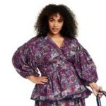 Kika Vargas x Target Wrap Top Size XL Coral Reef Scalloped Edge Purple NWT Photo 2