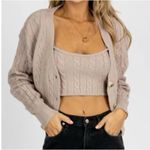 Altar'd State Altar’d State Cable Knit Cardigan & Bralette Set Photo 5