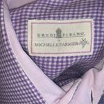 Michelle Farmer Women's linen Purple Check Long Sleeve Button Photo 4