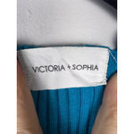 Victoria + Sophia Blue Ribbed Zip Front Knit Vest S/M Green Photo 1
