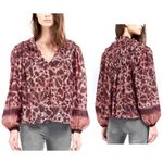 Ulla Johnson Bordeaux Yulia Printed Metallic Blouse Top Size 2 Fall Autumn Photo 2