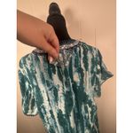 Soft Surroundings Blue green tie-dye silk maxi dress Tassels Button Front 1x NEW Photo 4