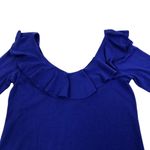 Lilly Pulitzer  Alessa V-Neck Flounced LS Knit Top Women S Blue Retro Boho Party Photo 4