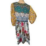 Magnolia Boutique Multi Pattern 3/4 Sleeve Boho High/Low Dress Yellow Size L Photo 4